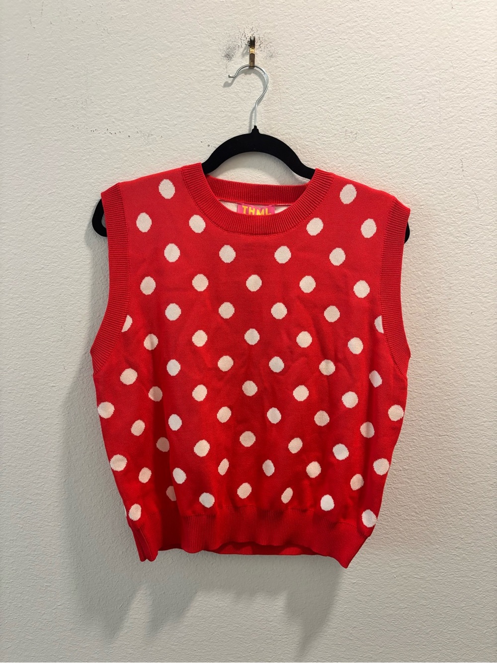NWT THML - Red Sleeveless Polka Dot Knitted Top / Medium